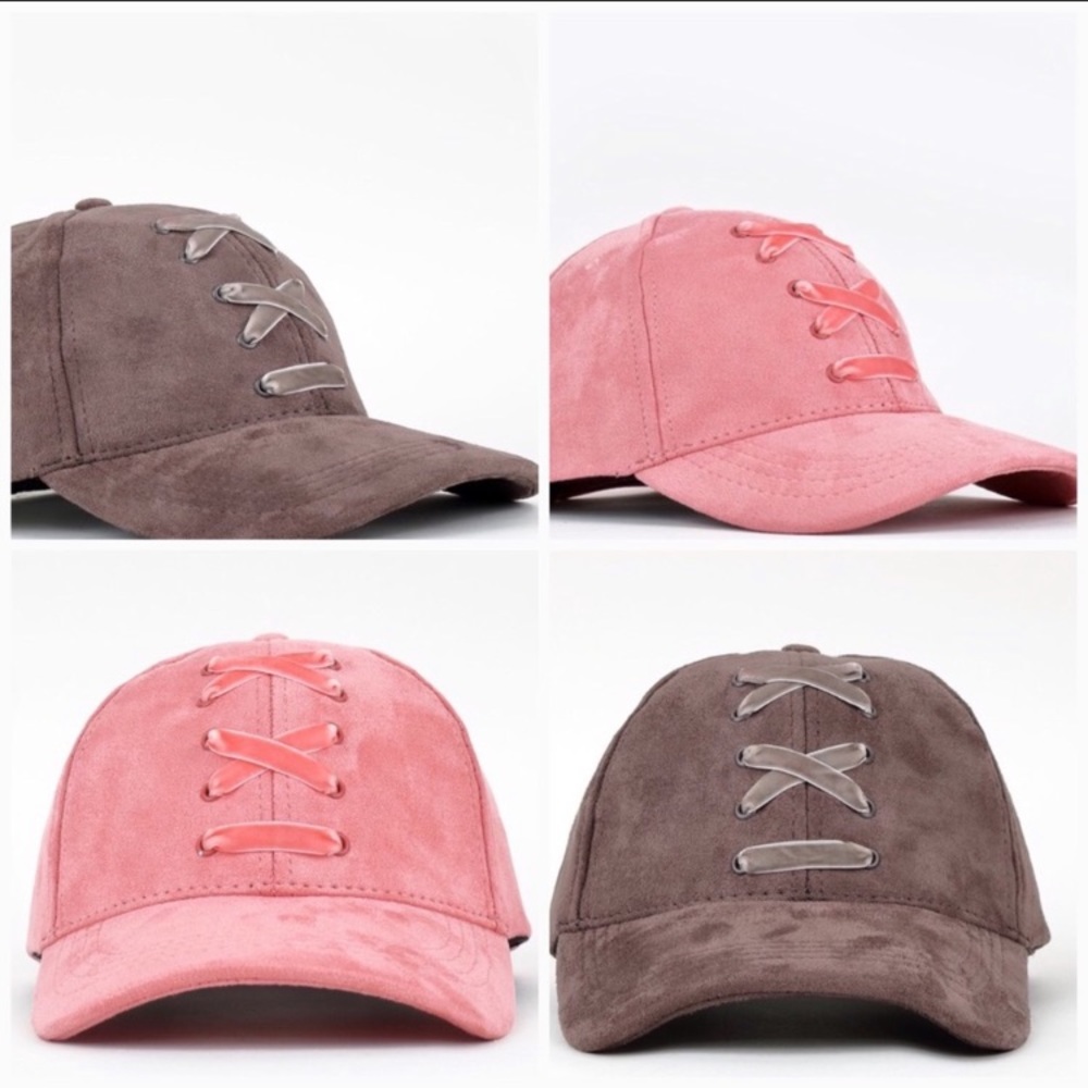 Velvet Lace Up Faux Suede Cap - Picture 3 of 3